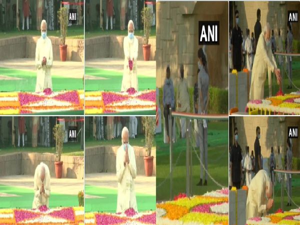  PM Modi pays tribute to Mahatma Gandhi at Raj Ghat and Lal Bahadur Shastri at Vijay Ghat