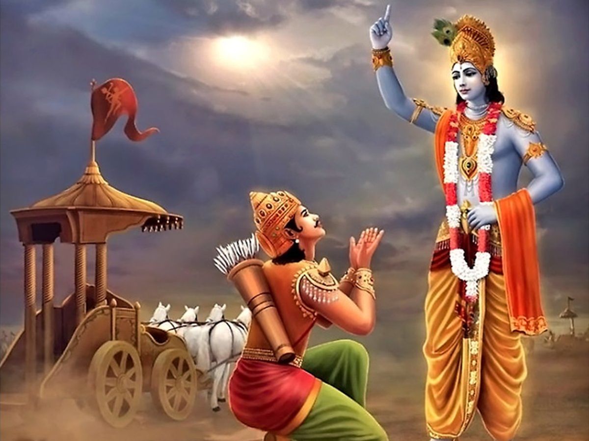 Mahabharat Geeta Updesh Shri Krishna And Arjun Rolled Krishana | lupon ...