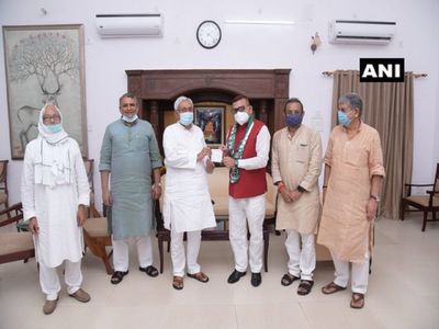 Gupteshwar Pandey joins JDU at Chief Minister Nitish Kumar's residence in Patna bihar