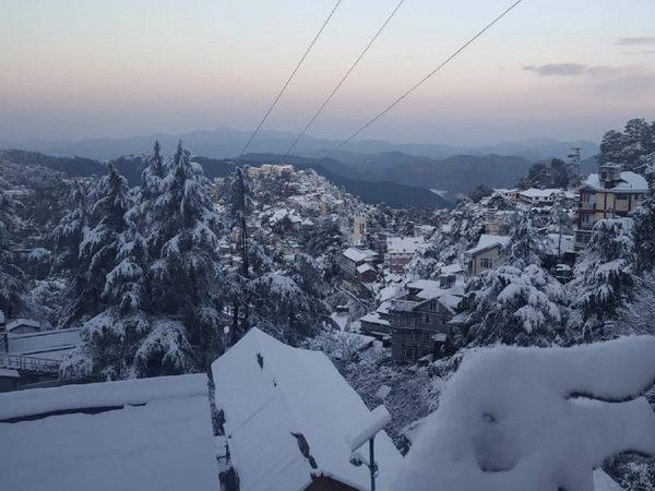 Snowfall in mountain region