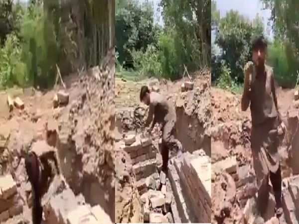 Watch Video Youth dismantles the boundary wall of Shri Krishna temple in Islamabad Pakistan