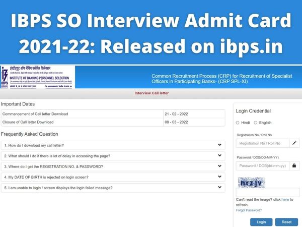 IBPS SO Interview Admit Card 2021-22, ibps Specialist Officer