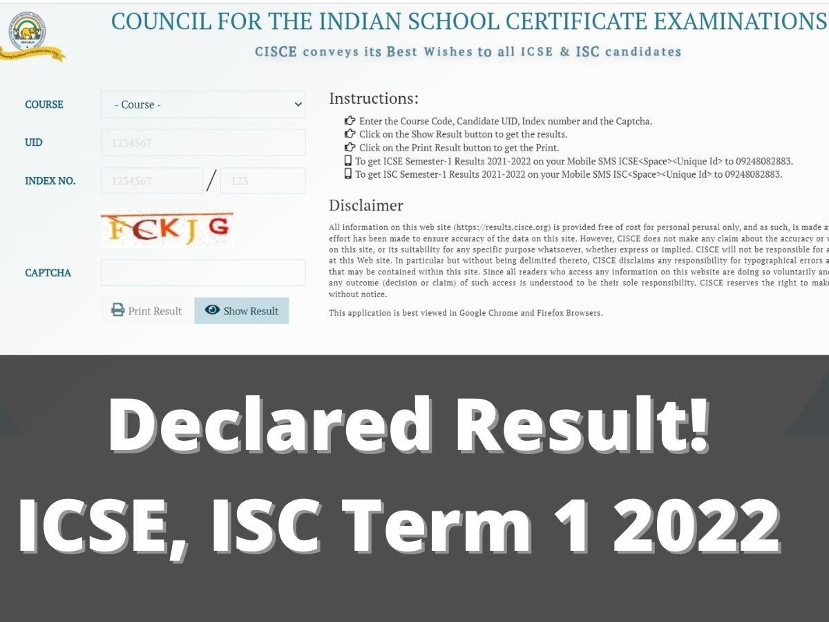 ICSE ISC Term 1 Result Declared on cisce org Check Scorecard From