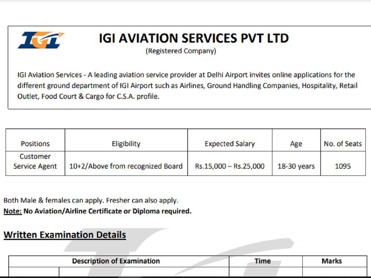IGI एविएशन दिल्ली में निकलीं बंपर वैकेंसी, 1095 ग्राहक सेवा एजेंट पदों के लिए करें आवेदन