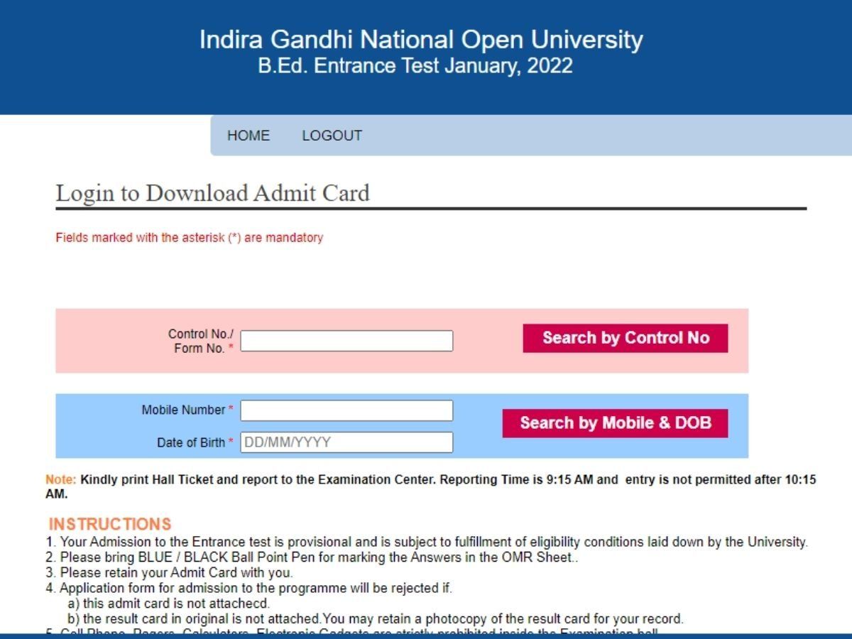 IGNOU B.Ed Admit Card 2022 Released On Ignou.ac.in Here Is The Direct ...