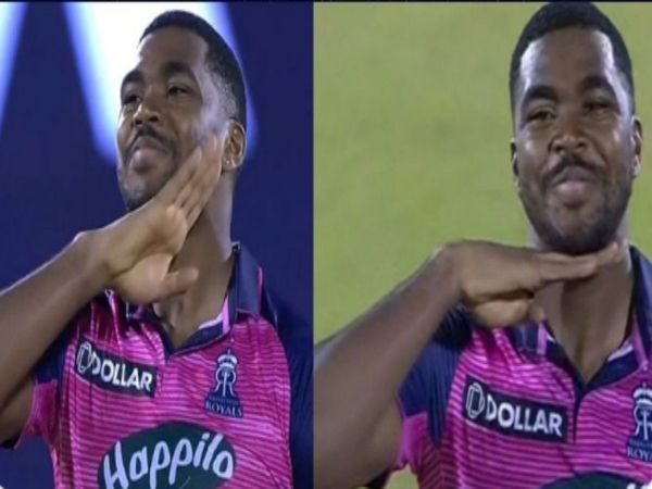 IPL 2022 kolkata knight riders vs rajasthan royals Obed McCoy Celebrate in pushpa style