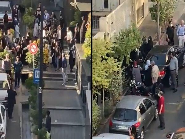 Iran Protesting women take off hijabs after Mahsa Amini arrested for dress code violation dies