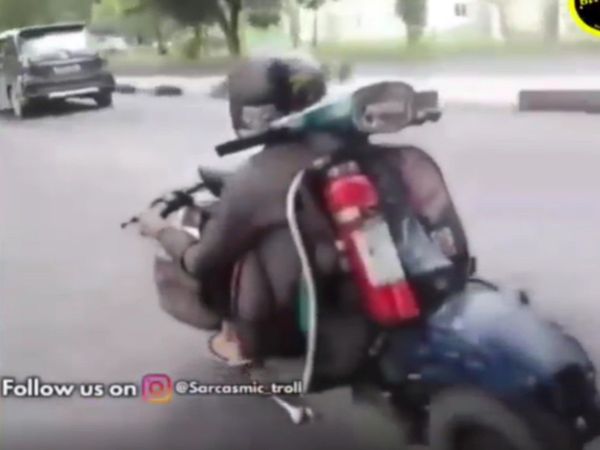 Jugaad Video Man Drive Scooter in Unique Style Funny Viral Video