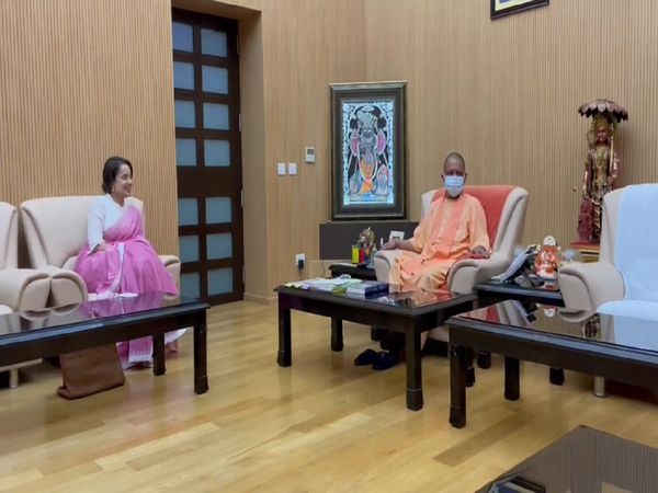 Actor Kangana Ranaut meets UP Chief Minister Yogi Adityanath at his residence in Lucknow
