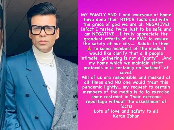 Karan Johar statement on his party