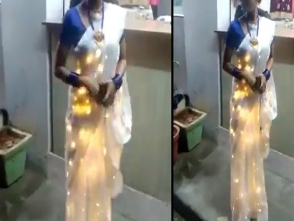 A woman wearing a LED light sari became viral on social media
