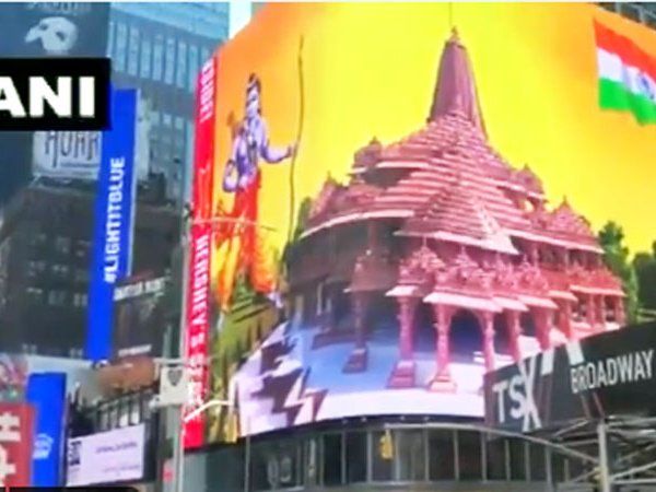 A digital billboard of Ram Mandir comes up in New York’s Times Square in USA  WATCH