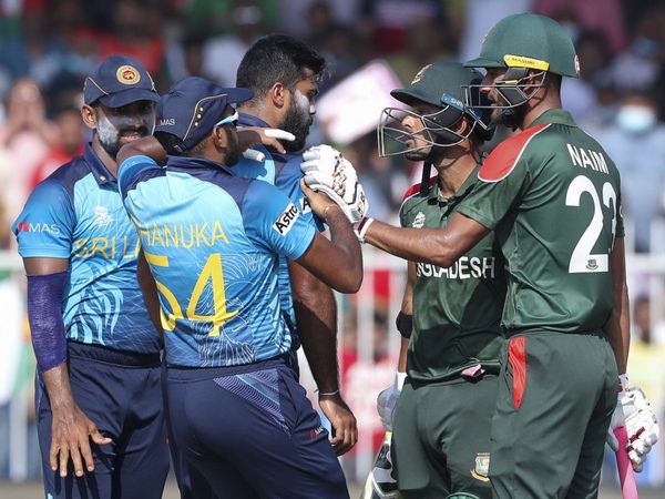Lahiru Kumara and Liton Das fight