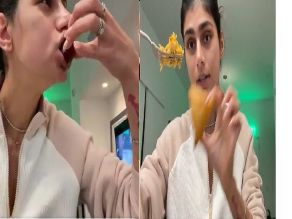 Mia Khalifa shared a video of herself enjoying an Indian feast says I can be bought with samosas