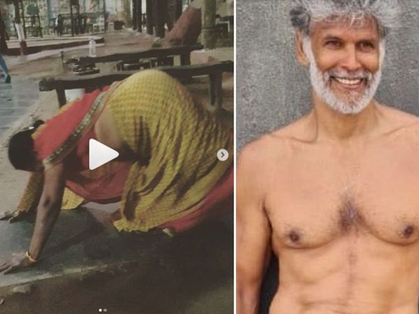 bollywood Actor milind soman Female fan did 10 push ups for one selfie Watch Video 