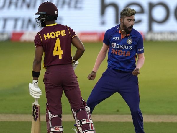 Mohammed Siraj against West Indies in third ODI