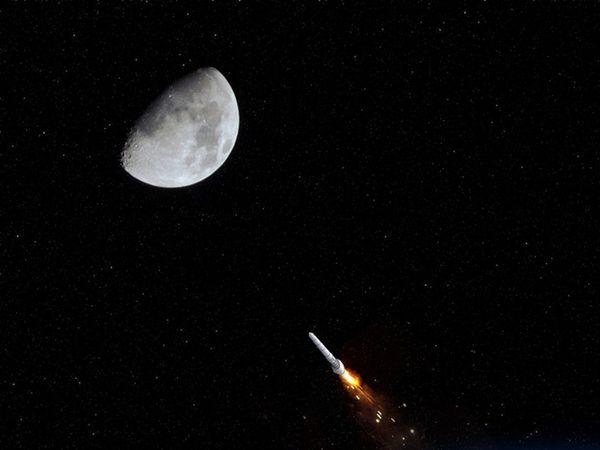 A piece of rocket will collide with Moon, coming at a speed of 9000 kilometers per hour