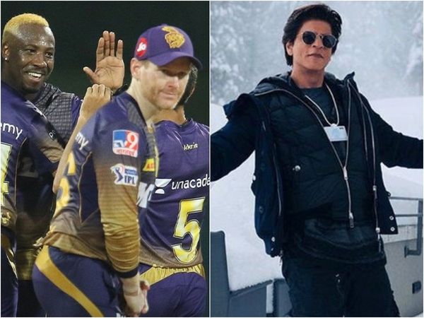 Eoin Morgan and Shahrukh Khan