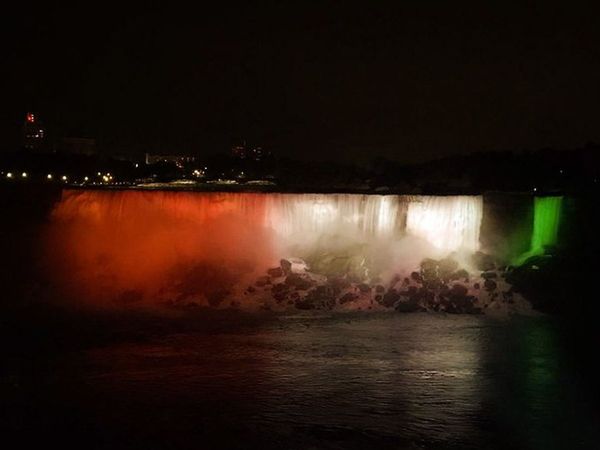 Niagara Falls a center of attraction for tourists was painted in the tricolor on India's Independence Day see video