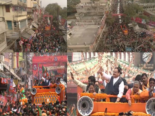 West Bengal BJP president Jagat Prakash Nadda holds roadshow in Malda