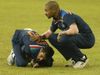 Injured Navdeep Saini with Shikhar Dhawan