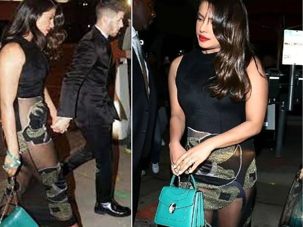 Priyanka chopra transparent dress oops moment And a small bag saved her shame