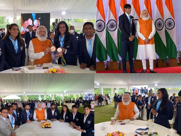 PM Narendra Modi meets Tokyo Olympics contingent, fulfills His Promise of Ice Cream with PV Sindhu