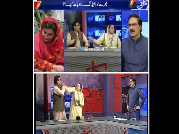 Pakistan Firdous Ashiq Awan slaps member national assembly Qadir Mandokhel During TV Debate