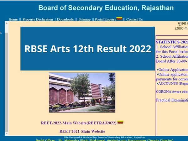 Rajasthan Board Arts 12th Result 2022 Date