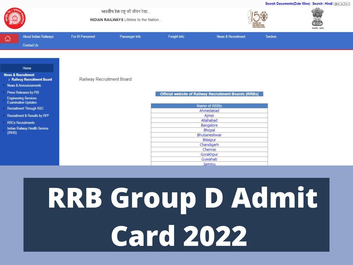 RRB Group D Admit Card 2022: इस दिन जारी होंगे रेलवे ग्रुप डी परीक्षा के एडमिट कार्ड, इन वेबसाइट से करें डाउनलोड
