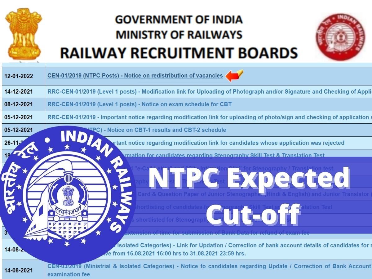 RRB NTPC CBT 1 Cut-off, Result 2021 And Other Information Here, Result ...