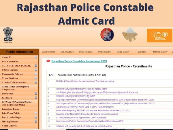 rajasthan police constable, rajasthan police constable admit card 2022