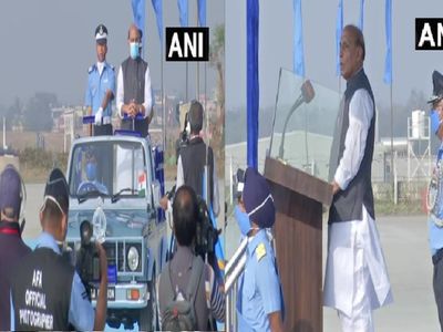 Defence Minister Rajnath Singh at the Combined Graduation Parade at Airforce Academy in Dundigal, in Hyderabad Defence Minister Rajnath Singh at the Combined Graduation Parade at Airforce Academy in Dundigal, in Hyderabad