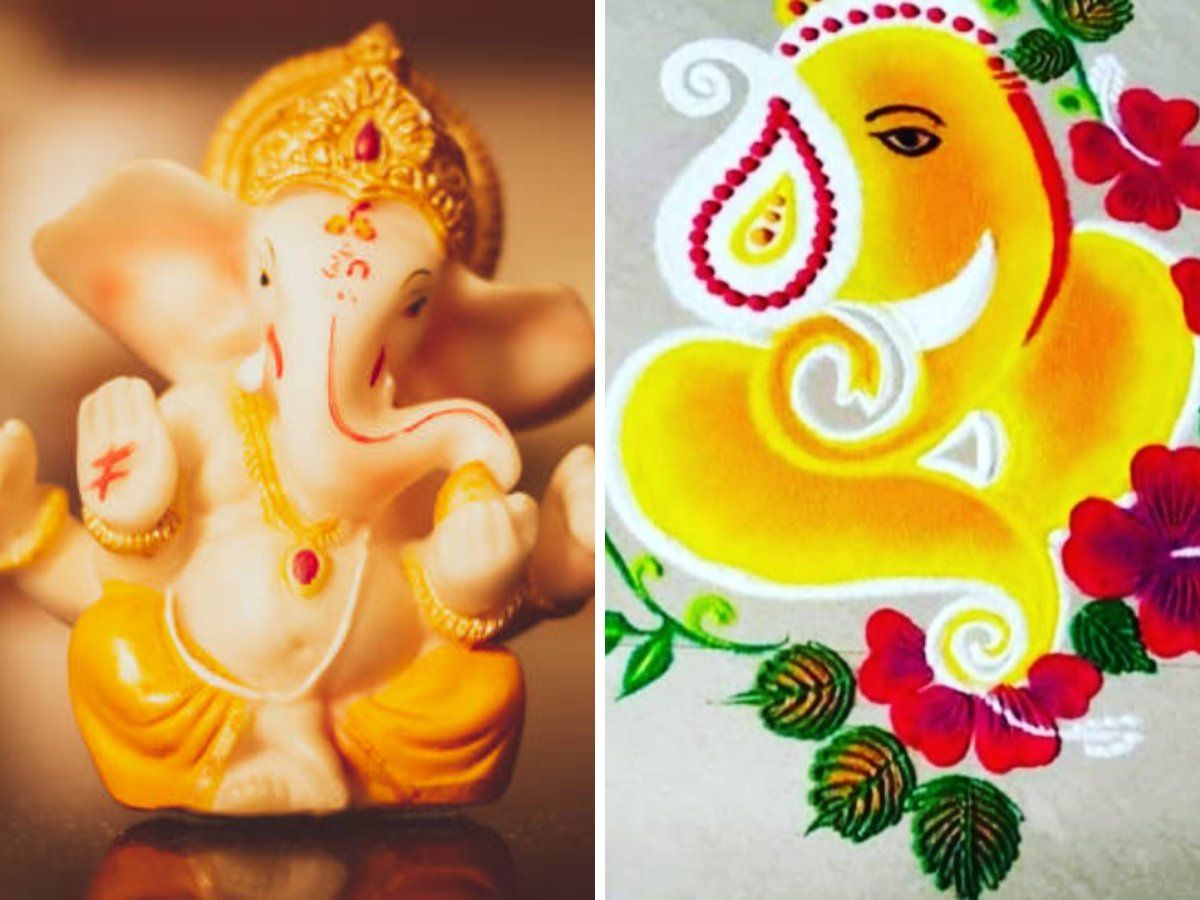 Ganesh chaturthi rangoli designs, Ganesh chaturthi rangoli, Ganesh ...