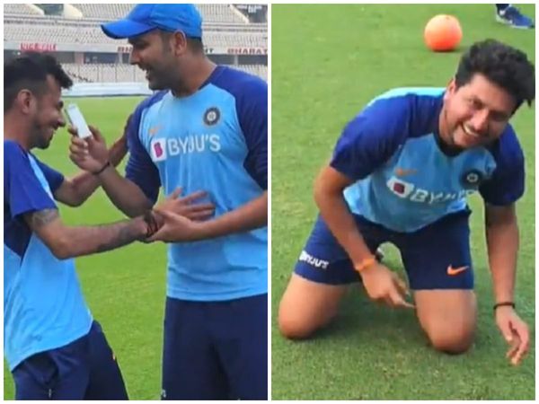 रोहित शर्मा ने युजवेंद्र चहल की 'अंग्रेजी' पर लिए मजे, कुलदीप लोट-लोटकर हंसे [VIDEO]