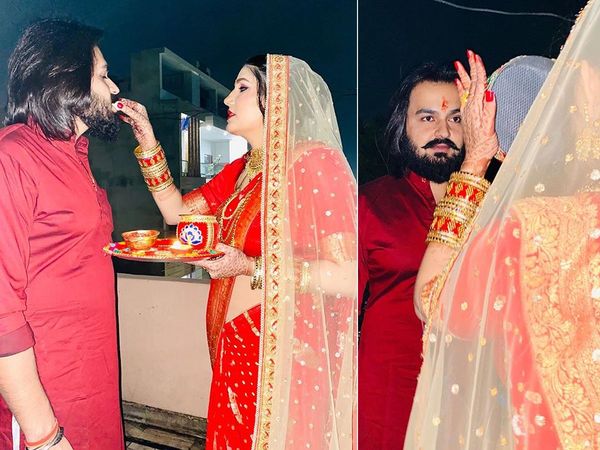 Sapna Choudhary Bigg Boss 11 fame first pic with hubby Veer Sahu on Karwa Chauth
