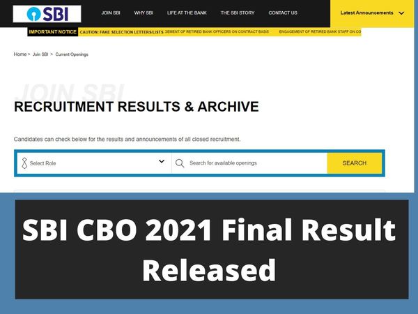 SBI CBO Final Result 2022 Declared: SBI CBO Final Result 2022 Released on official website sbi.co.in of state bank of India, know how to check