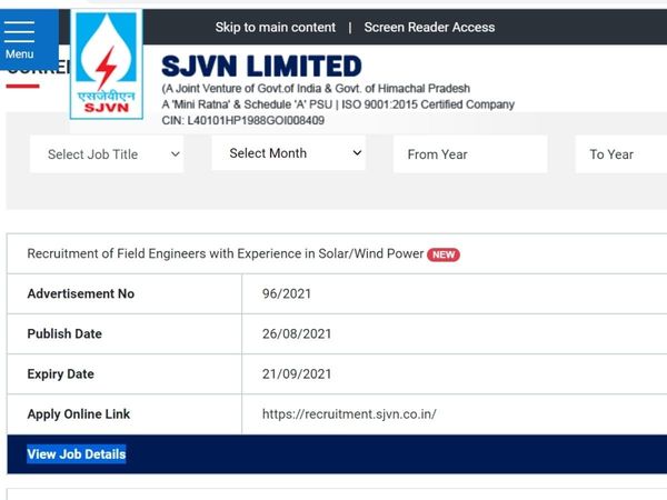 sjvn notification 2021,  sjvn recruitment 2021 pdf, sjvn limited career, sjvn limited job