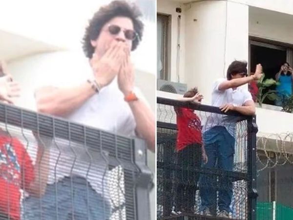 Shah Rukh Khan EID 2022: SRK blows KISSES &  greets fans outside Mannat with AbRam- 
