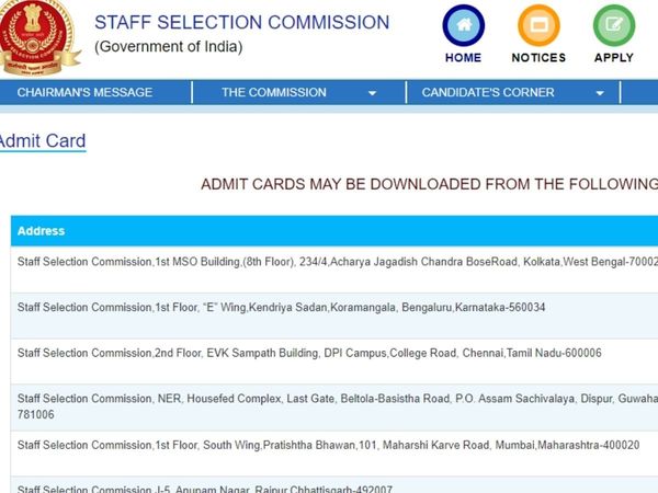 SSC CHSL Tier 1 Admit Card
