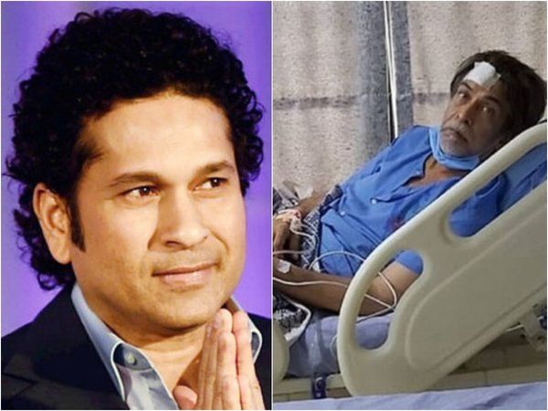 Sachin Tendulkar comes out to help Ashraf Chaudhary
