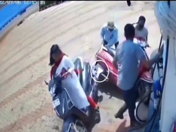 Viral Video Girl hit petrol pump with scooty Watch Shocking Video