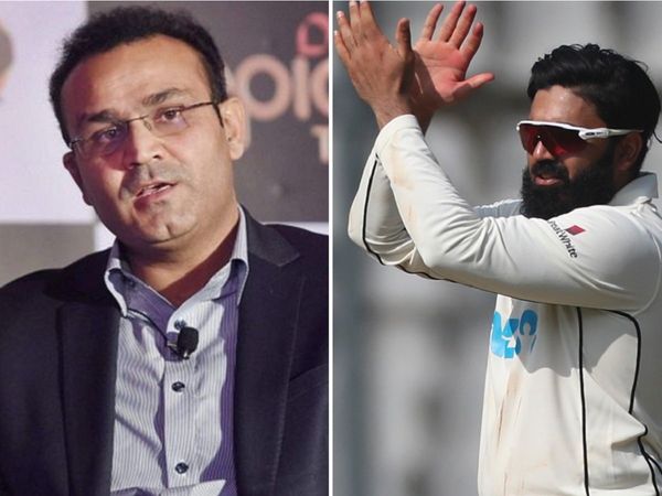 Virender Sehwag and Ajaz Patel