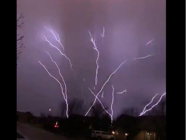 Sky Lightning strikes Many Times At The Same Place Shocking Video Goes Viral 