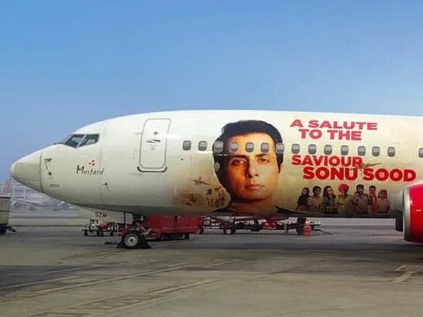 Airline put Sonu Sood photo and name on plane