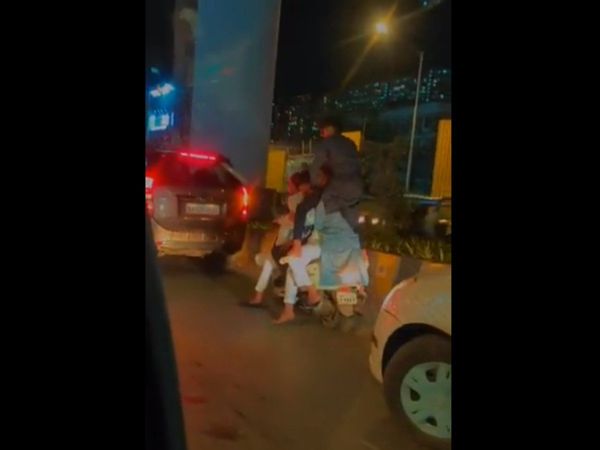 Shocking Video Six People Sitting on Scooty Video Goes Viral