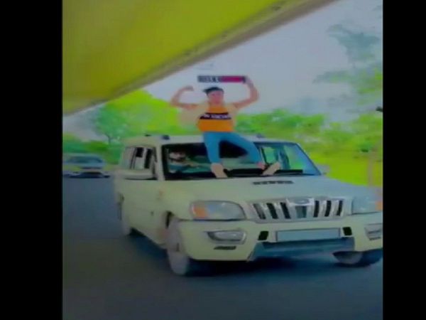 Man Fined Rs 18,000 By UP Police For Perfoming Stunts On Car Bonnet in Ghaziabad 