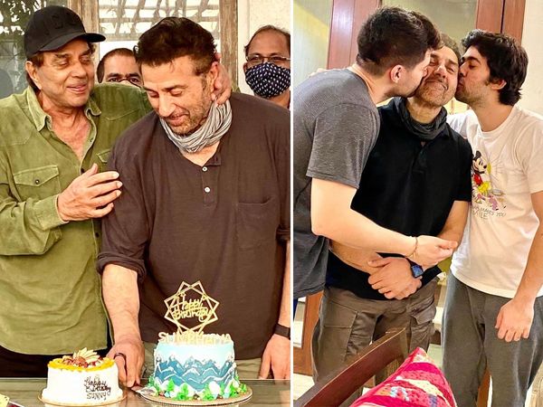 Sunny Deol 64th birthday celebrations pictures Dharmendra Share Deol style With bobby Karan and Rajvir