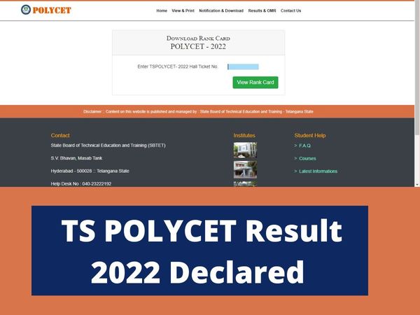 TS POLYCET Result 2022 have been released at official website polycetts.nic.in, know how to check