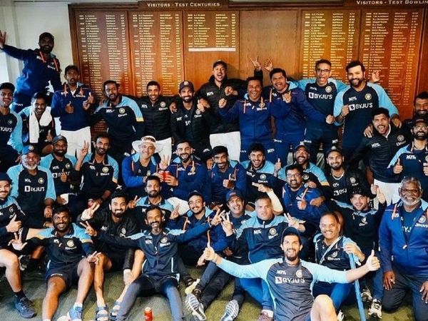 Team India celebrating in Lords dressing Room